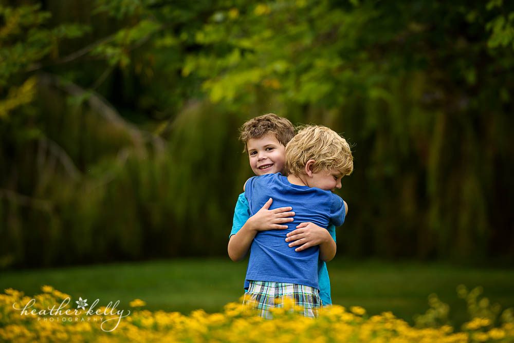brothers hugging at photography session