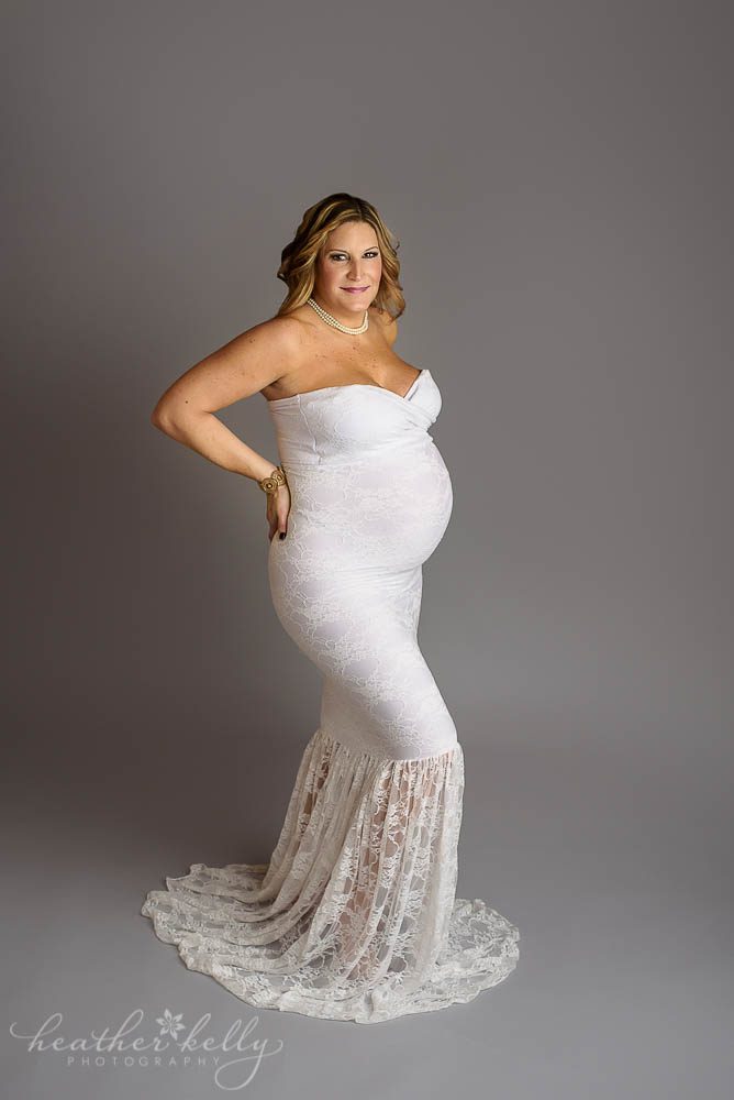 pregnancy photos in gorgeous white gown fairfield county