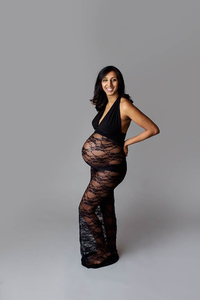 black lace pregnancy gown maternity photos
