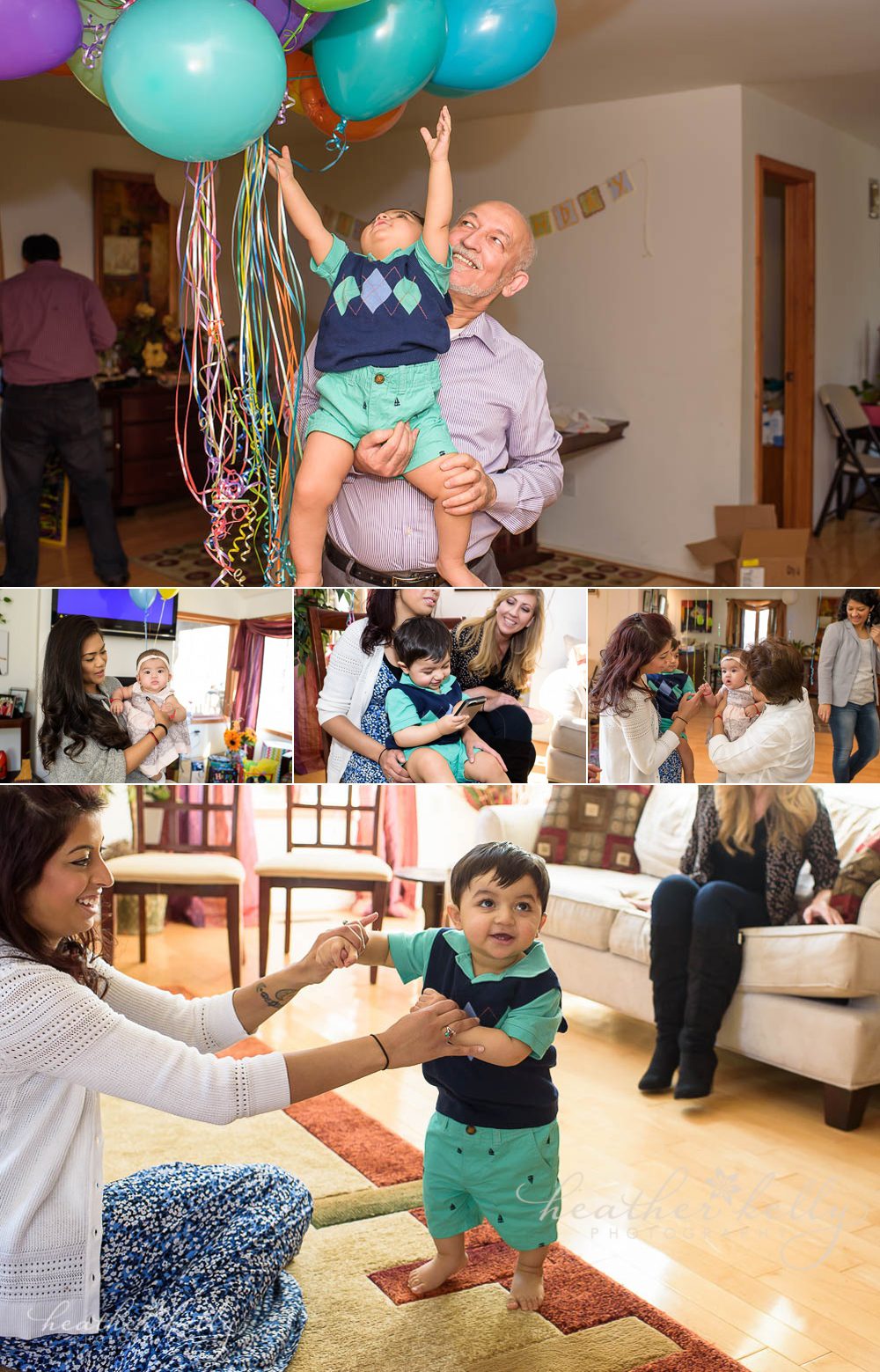 1st birthday party photo of guests and birthday boy. Danbury ct photographer Heather Kelly Photography