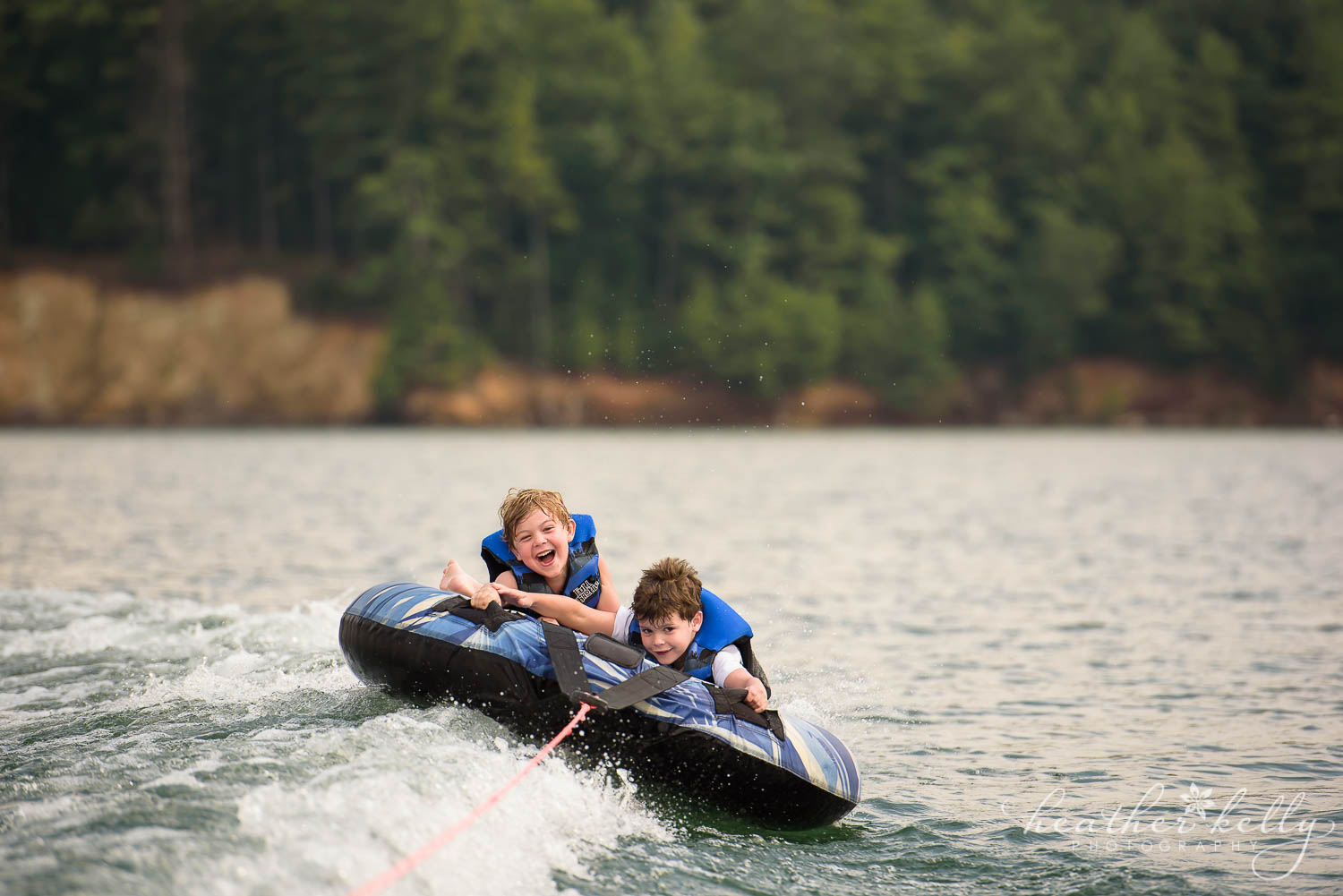 boys tubing on lake james nc