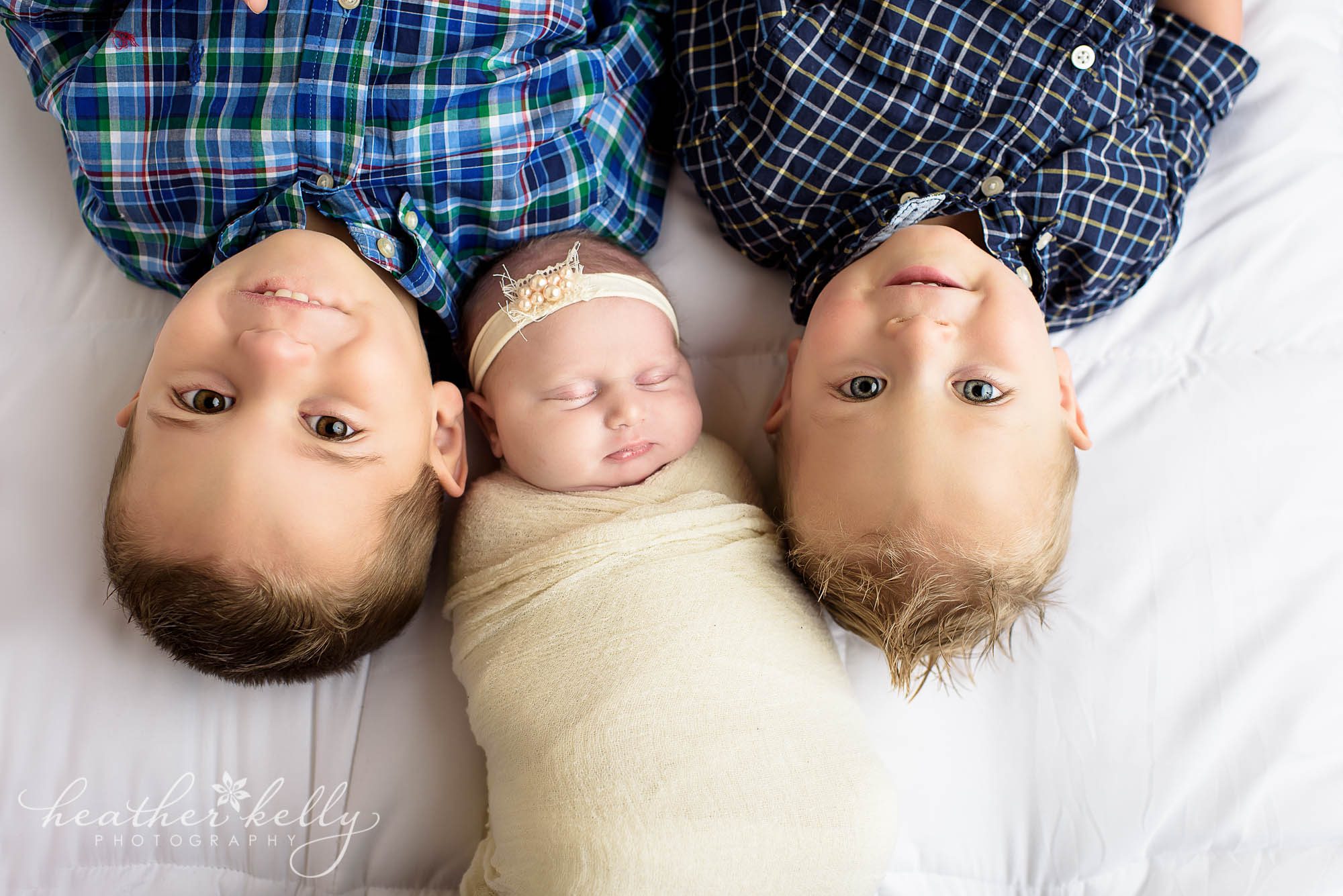 two big brother and baby newborn sister. newtown newborn girl. ct photography