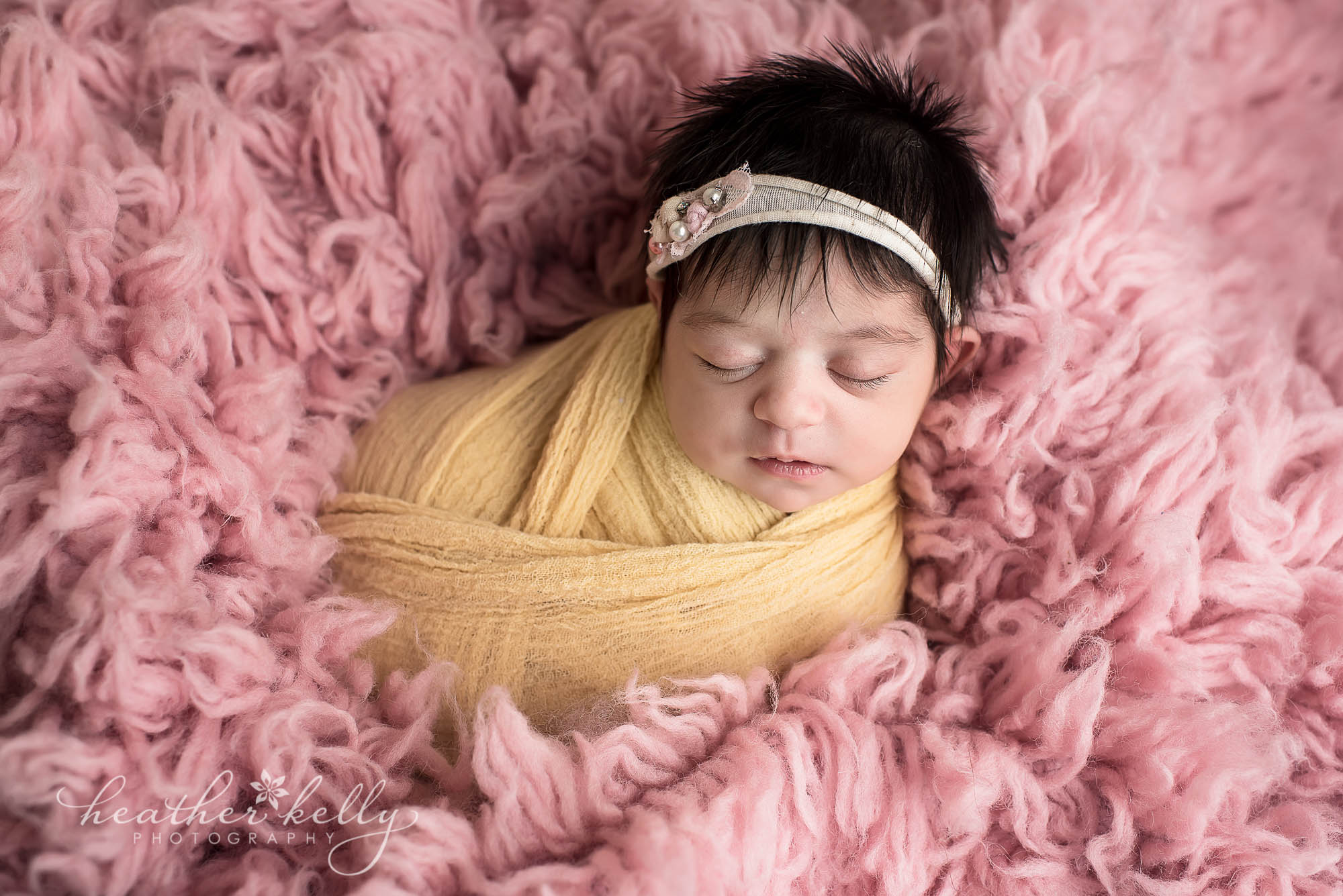 yellow and pink newborn photography. milford ct