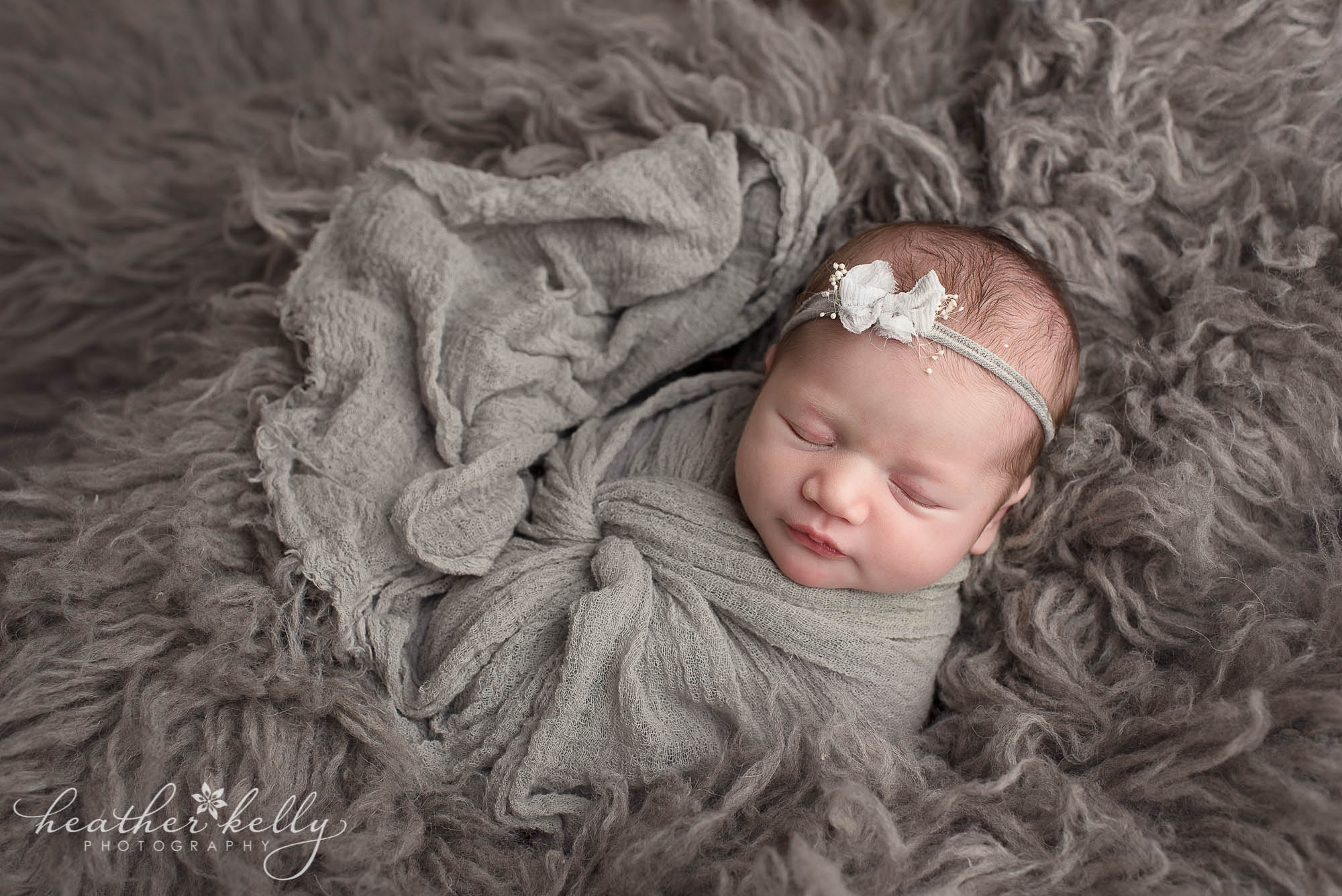 gray newborn photography