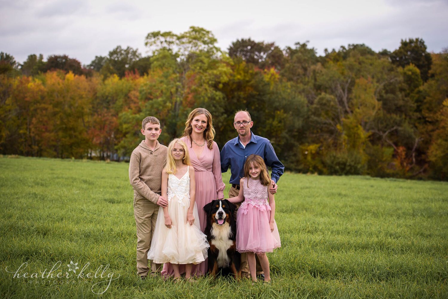 newtown family photography. Family of 5 with a Burmese mountain dog. 
