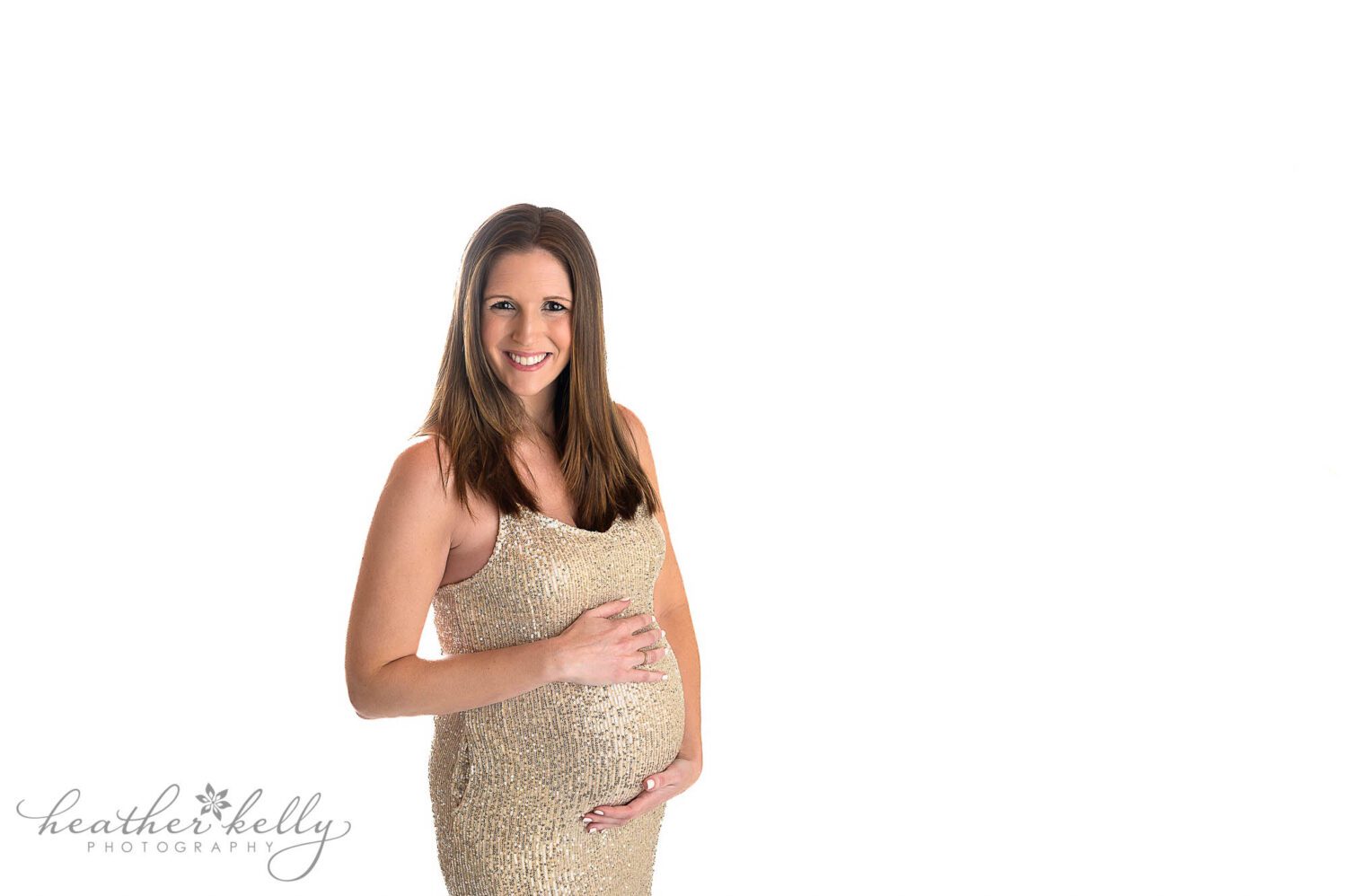 Stamford CT mom to be posing at her maternity portrait photography session. 